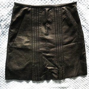 Catherine Malandrino Black Leather Pleated Mini Skirt Size 4